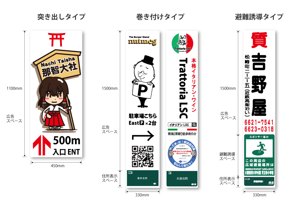 不二デザイン | 電柱広告 | 料金